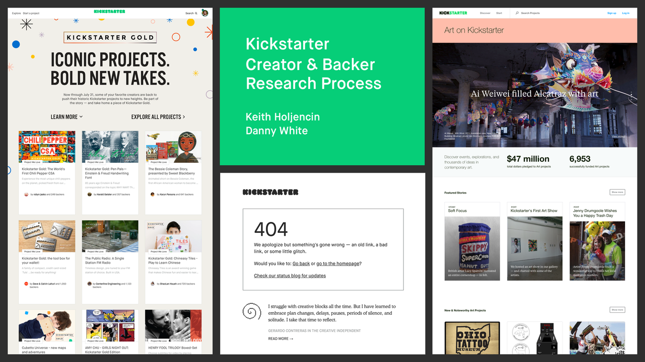 Overview of Kickstarter design work screenshot